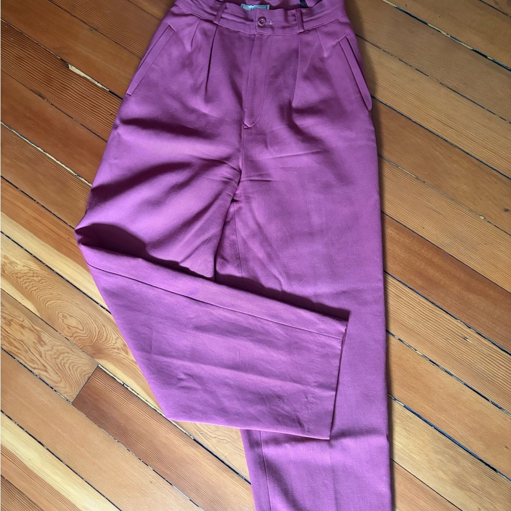 Vintage High-Waist Mauve Pleated Trousers